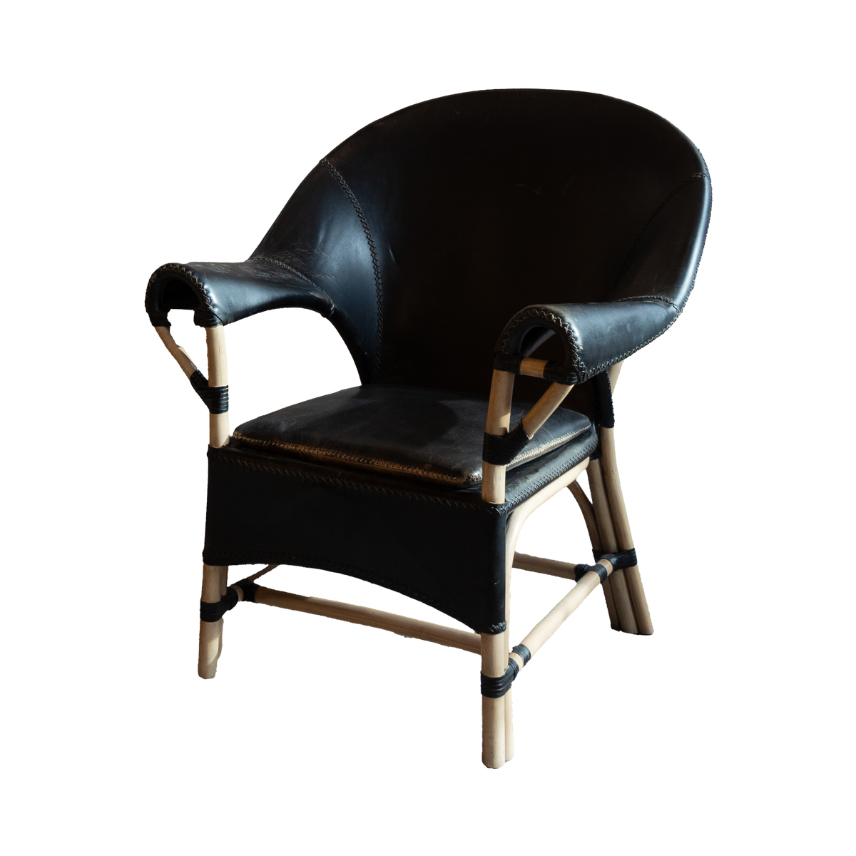 1970s Vintage Antonio Budji Layug Bamboo and Leather Chairs