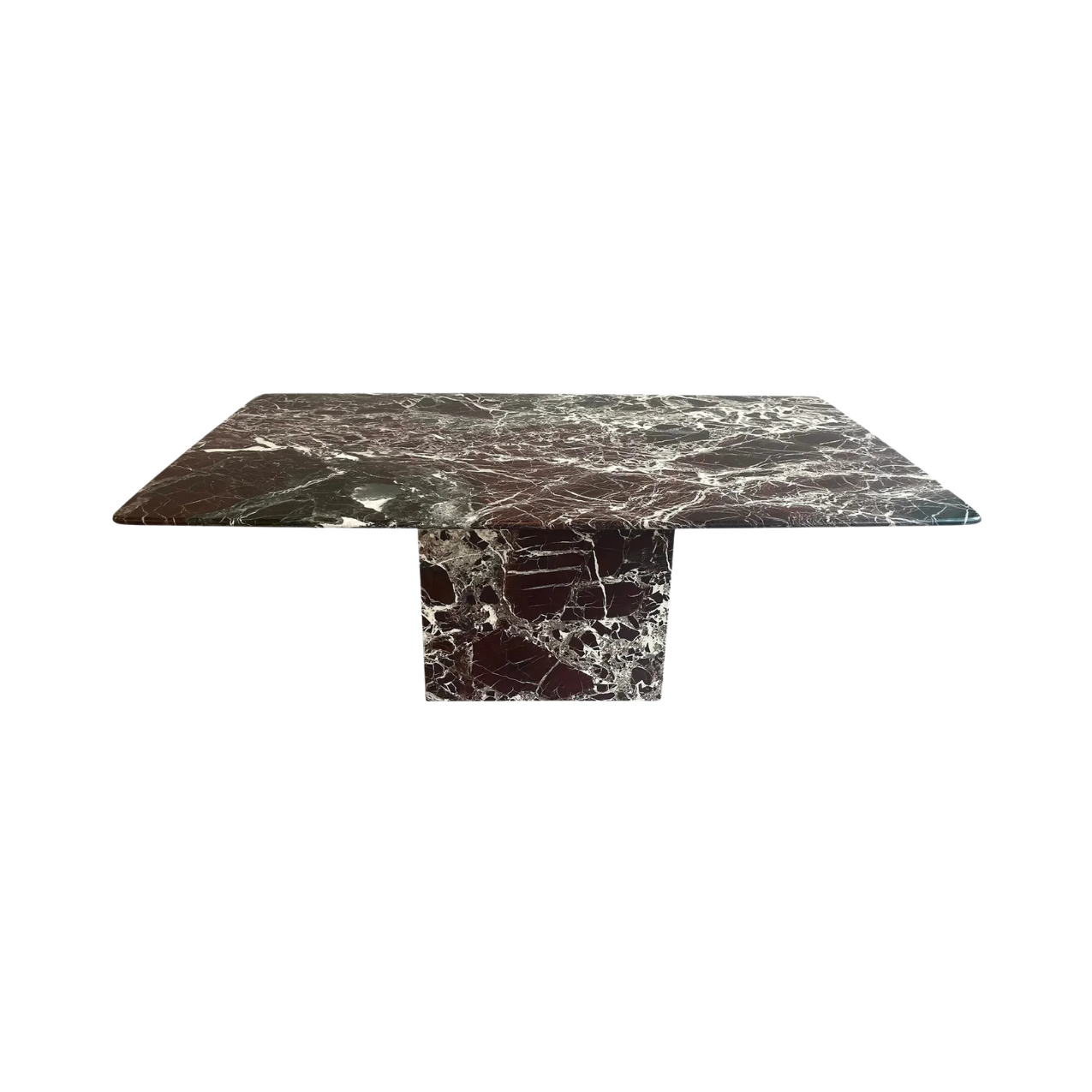 1970s Vintage Italian Rosso Levantó Red and Black Marble Dining Table Cushion Shape