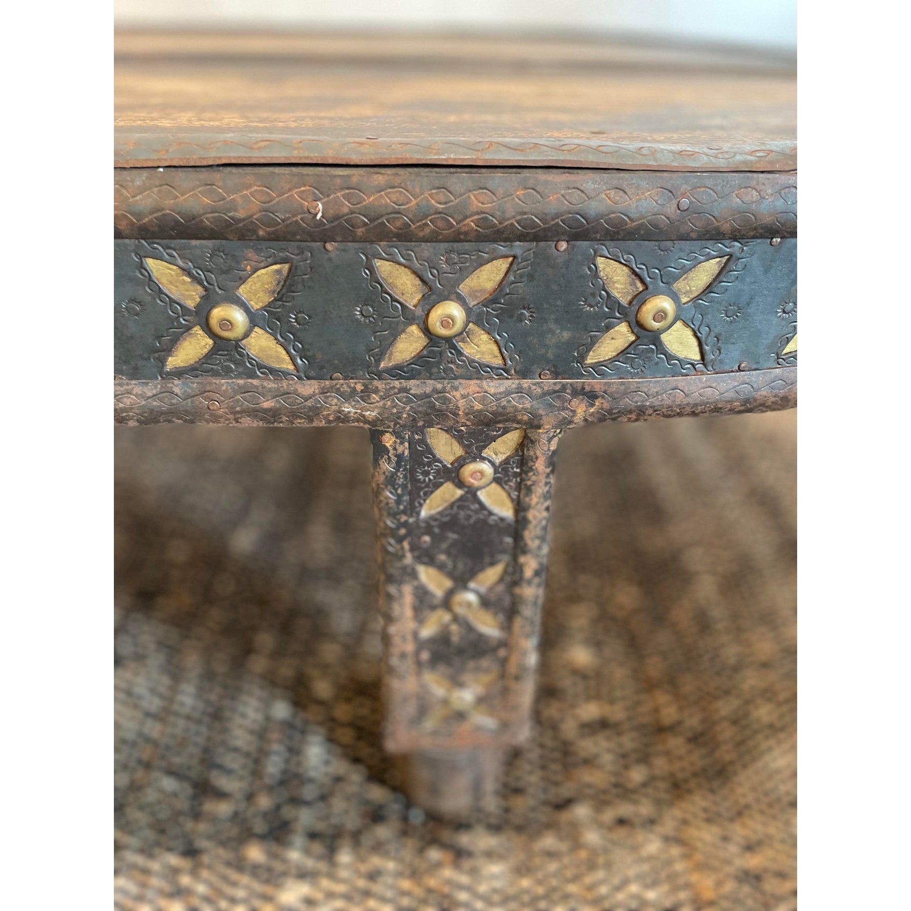 Antique/Vintage Wood and Brass Chaise Lounge