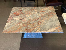 Load image into Gallery viewer, Post Modern Marble Gray Peach Coffee Table With Trapezoid Base
