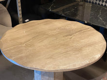 Load image into Gallery viewer, Postmodern Scalloped Edge Round Travertine Dining Table
