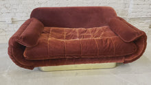Load and play video in Gallery viewer, 1970s Sofa With Curved Arm and Brass Plinth Base

