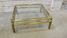 Load and play video in Gallery viewer, 1970s Vintage Mid Century in the Manner of Pace Brass and Glass Coffee Table
