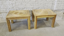 Load and play video in Gallery viewer, 1970s Vintage Pencil Reed Rattan Bamboo Side Tables - a Pair
