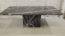 Load and play video in Gallery viewer, Vintage 1980s Postmodern Nero Marquina Marble Dining Table
