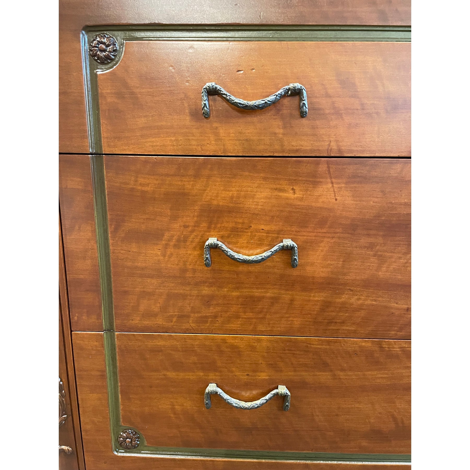 Vintage 1930s Cabinet With Green and Brass Accents - Art Deco/French