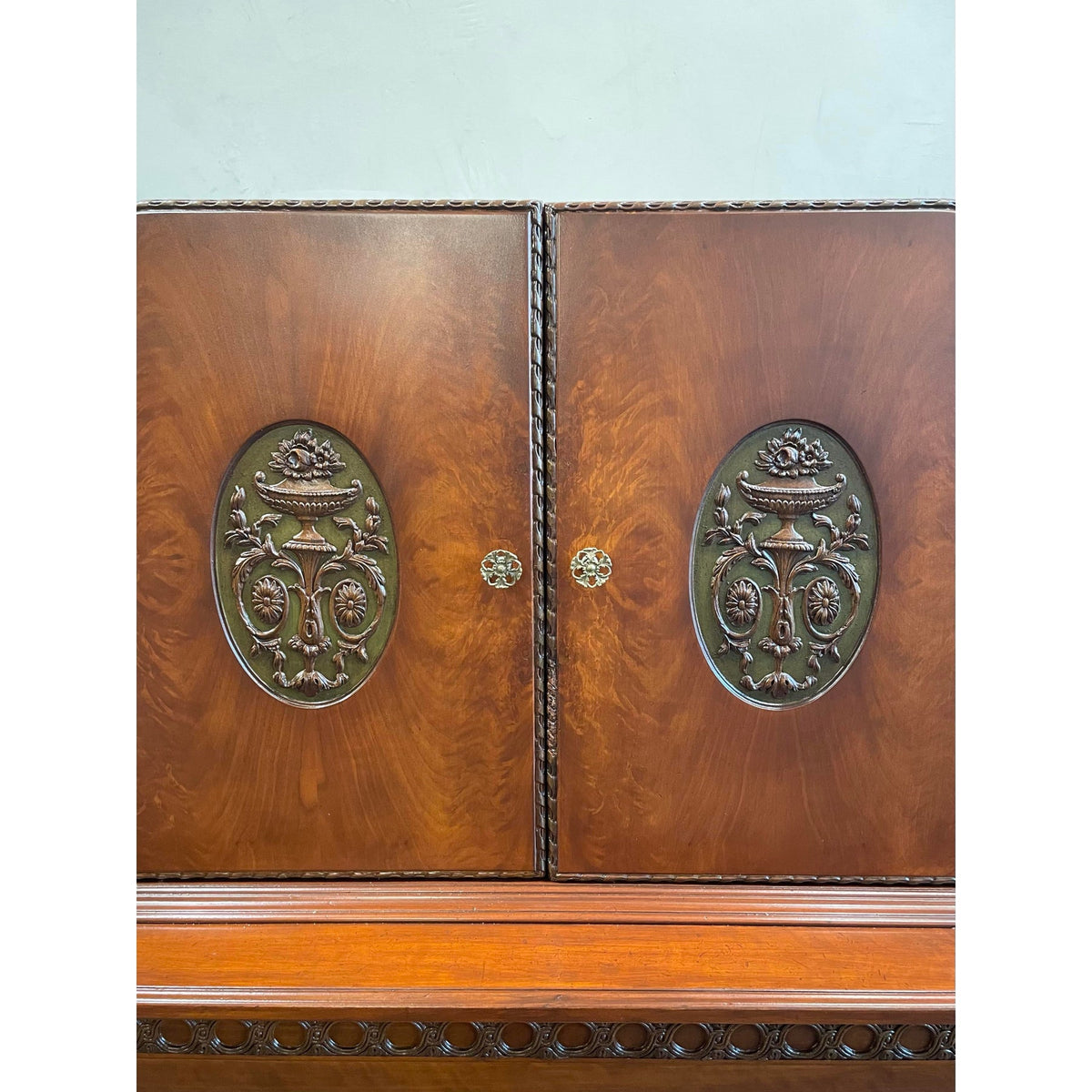 Vintage 1930s Cabinet With Green and Brass Accents - Art Deco/French
