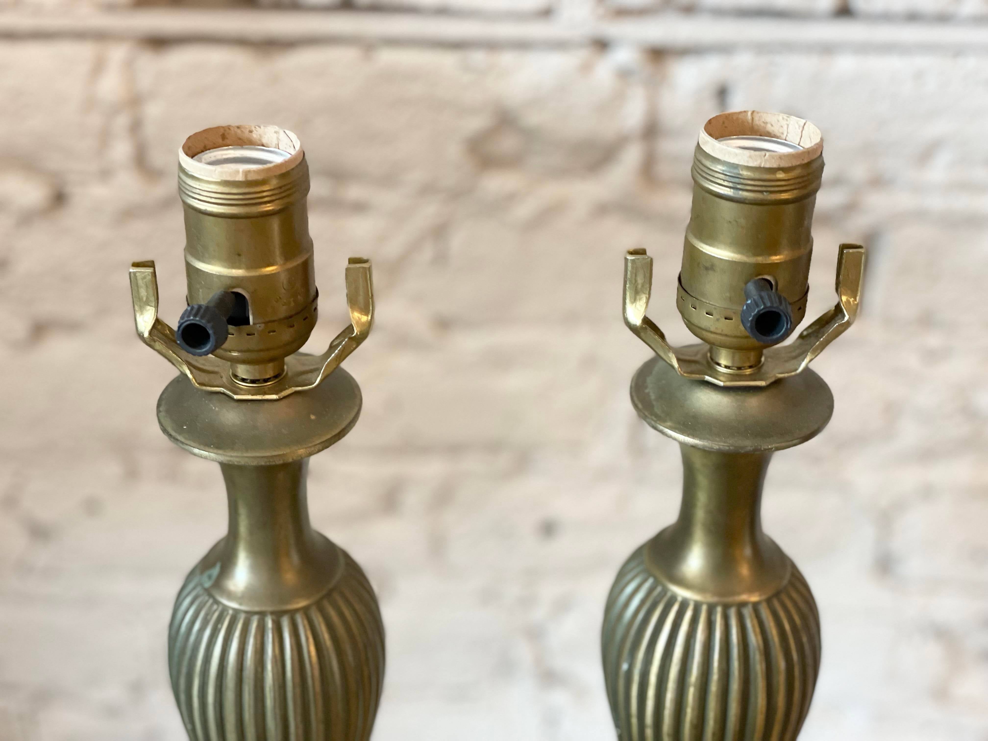 Vintage 1960s Brass Lamps - a Pair