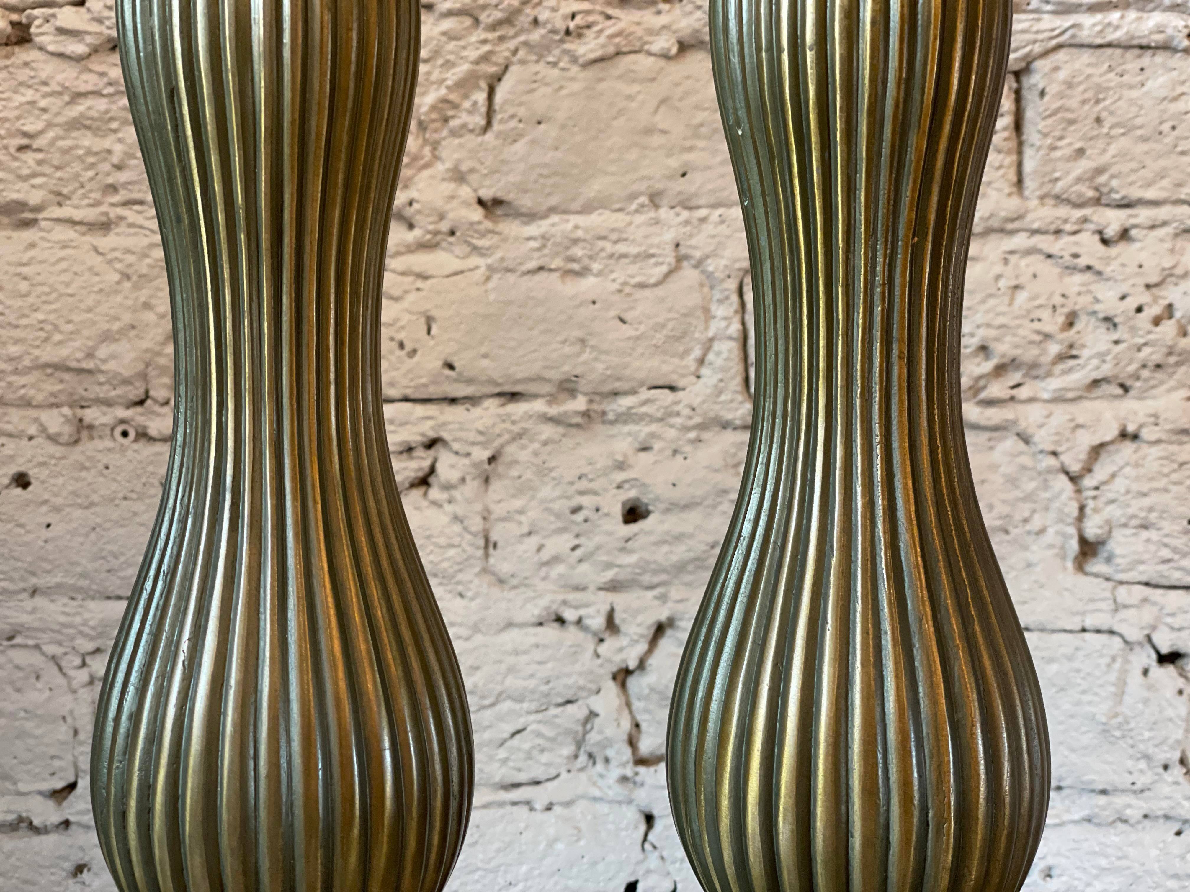 Vintage 1960s Brass Lamps - a Pair