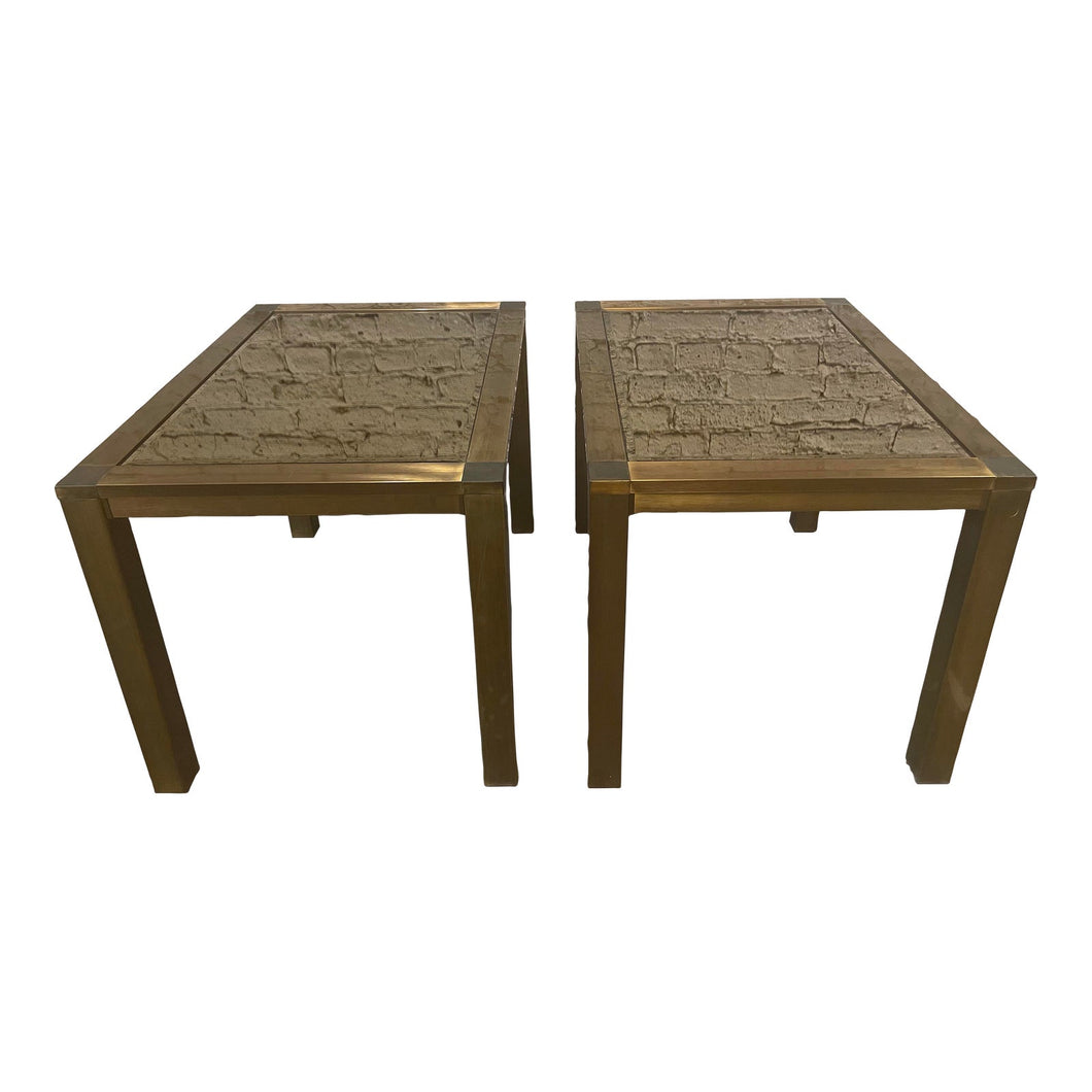 Vintage 1970s Brass Side Tables - a Pair