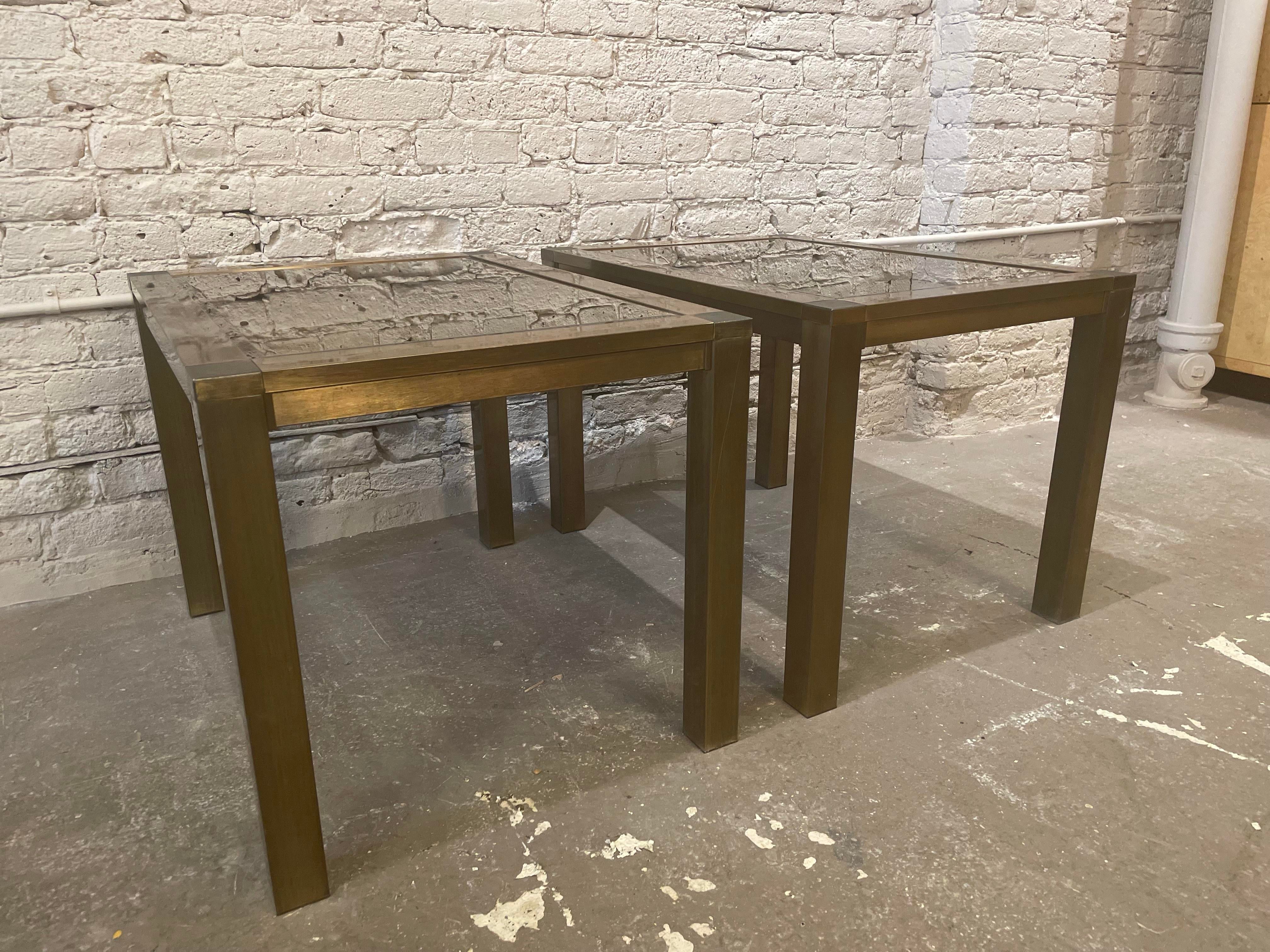 Vintage 1970s Brass Side Tables - a Pair