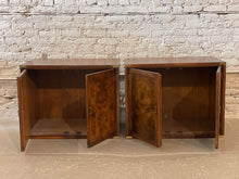 Load image into Gallery viewer, Vintage 1970s Burled Wood Nightstands - a Pair
