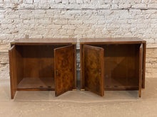 Load image into Gallery viewer, Vintage 1970s Burled Wood Nightstands - a Pair
