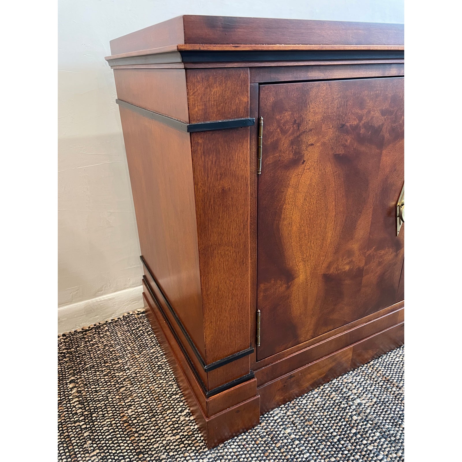 Vintage 1970s Credenza Dresser Wood With Diamond Brass Pulls