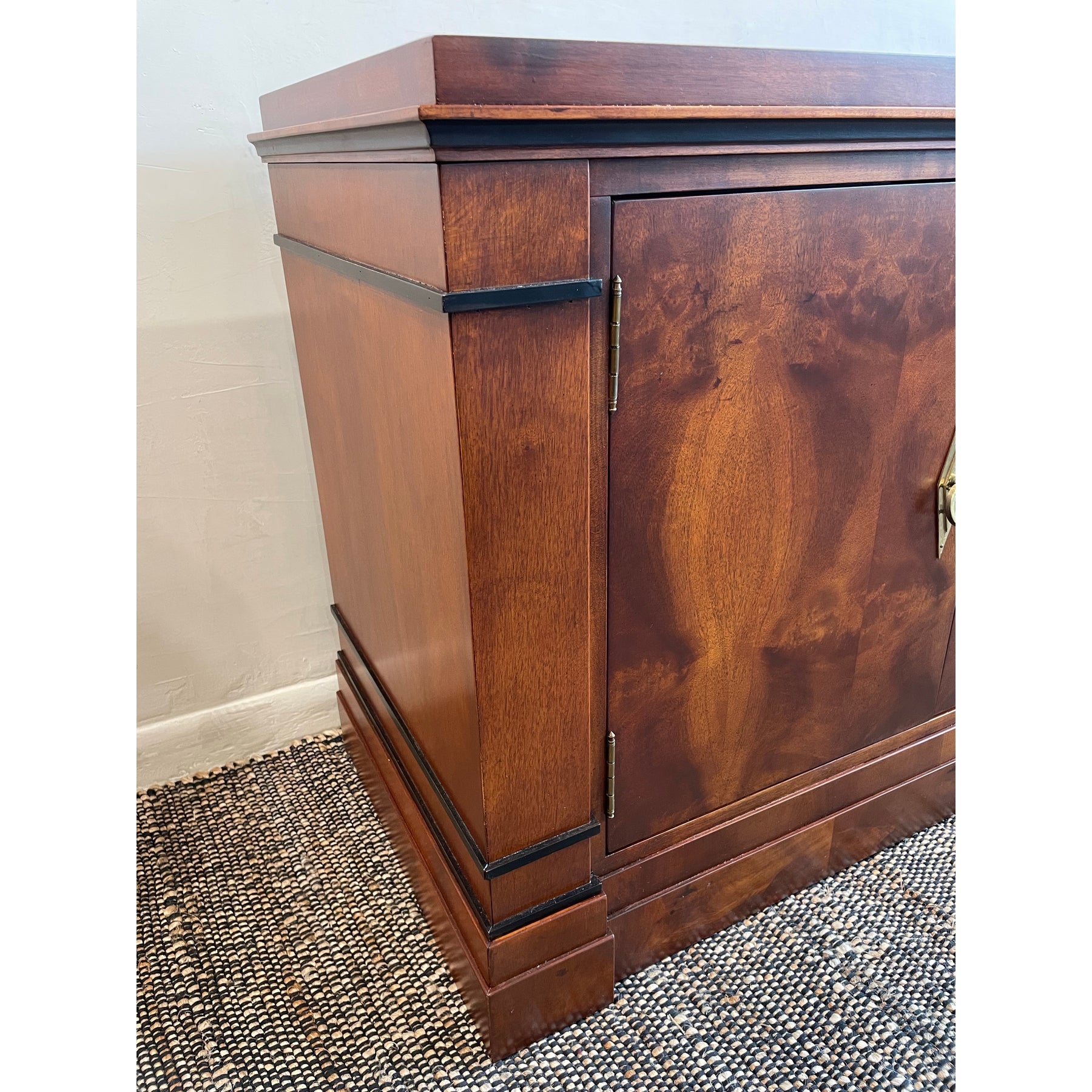 Vintage 1970s Credenza Dresser Wood With Diamond Brass Pulls
