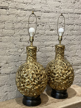 Load image into Gallery viewer, Vintage 1970s Gold Gilt Huge Lamps - a Pair
