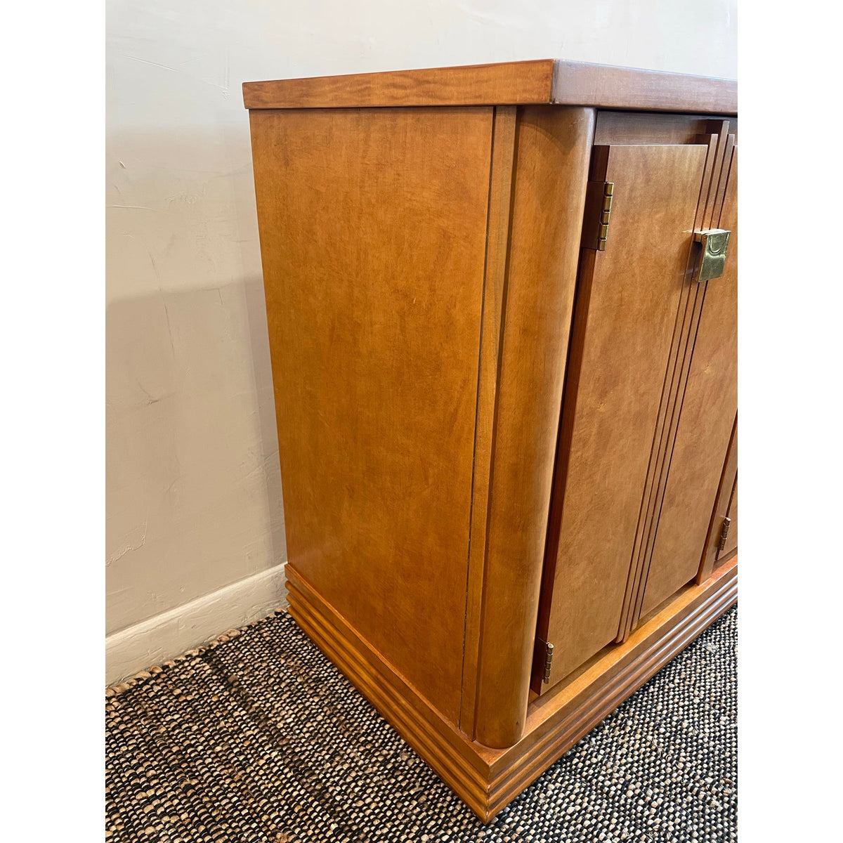 Vintage 1970s Hickory White Credenza Dresser Art Deco Style