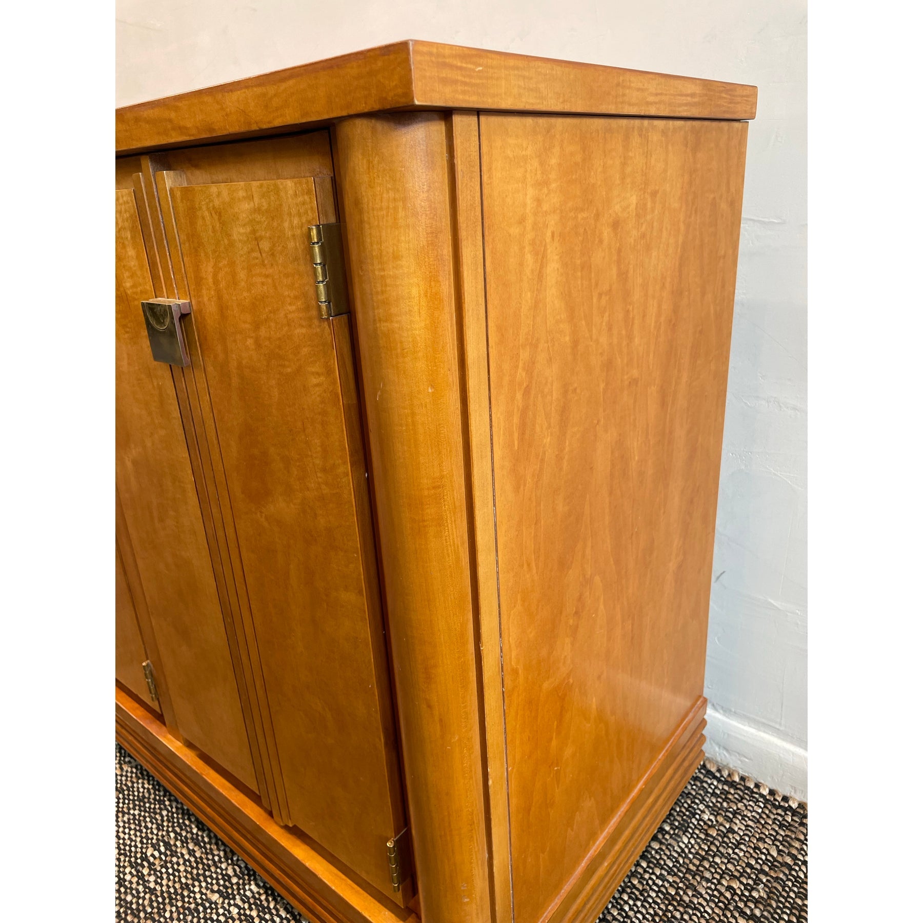 Vintage 1970s Hickory White Credenza Dresser Art Deco Style
