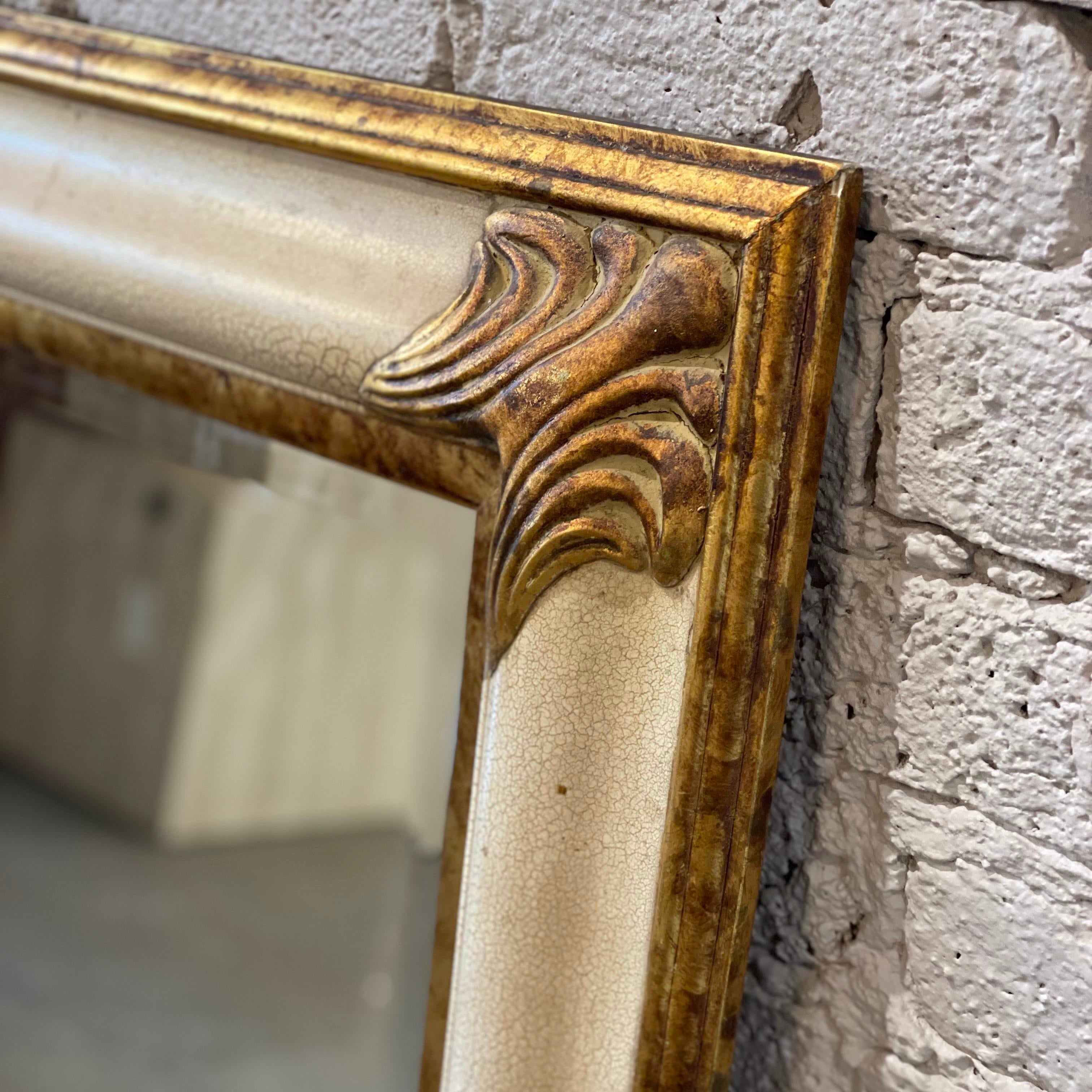 Vintage 1980s Gold Gilt and Milk Paint Mirror