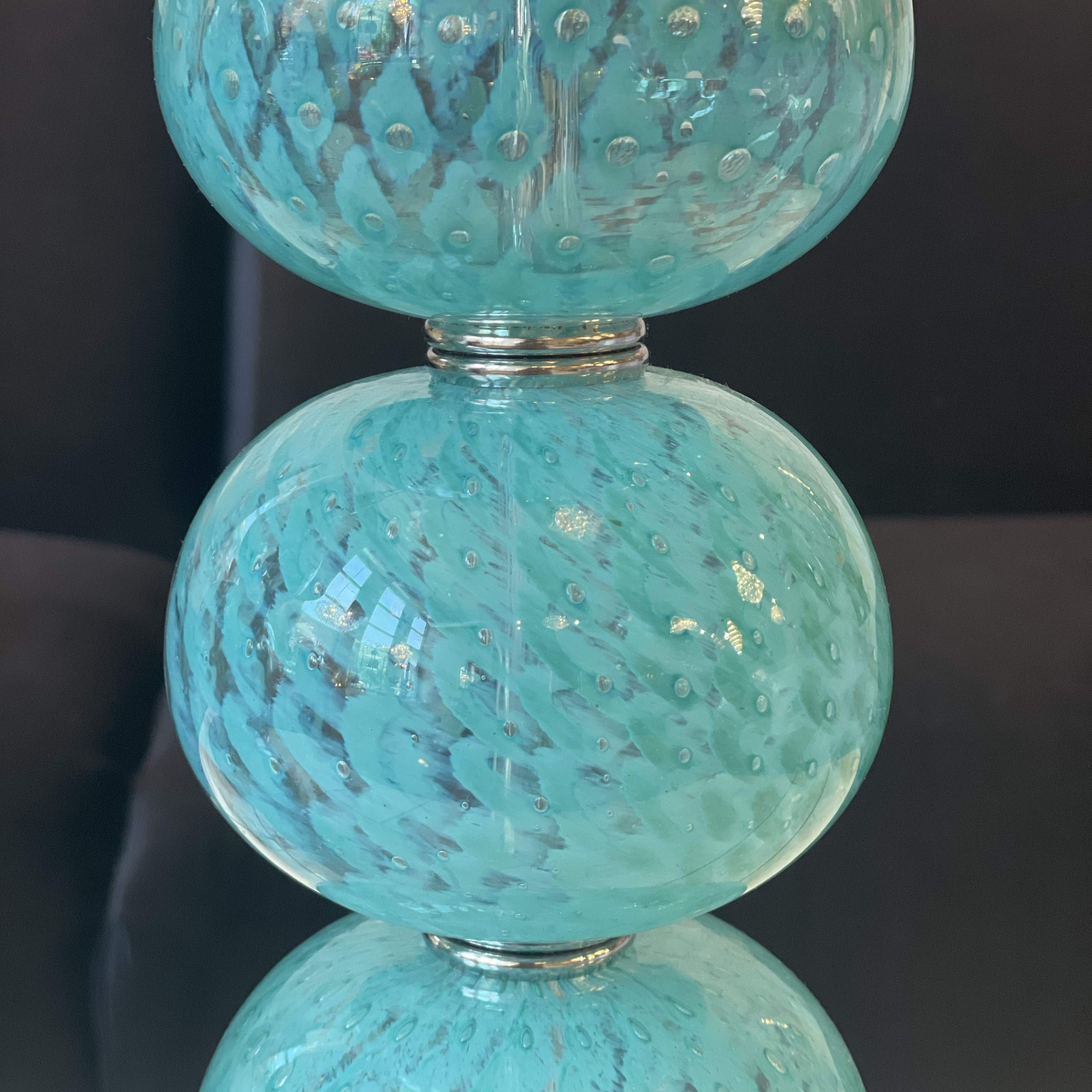 Vintage Blue Murano Lamps - a Pair