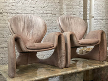 Load image into Gallery viewer, Vintage Distressed Leather Sculptural Chairs - a Pair
