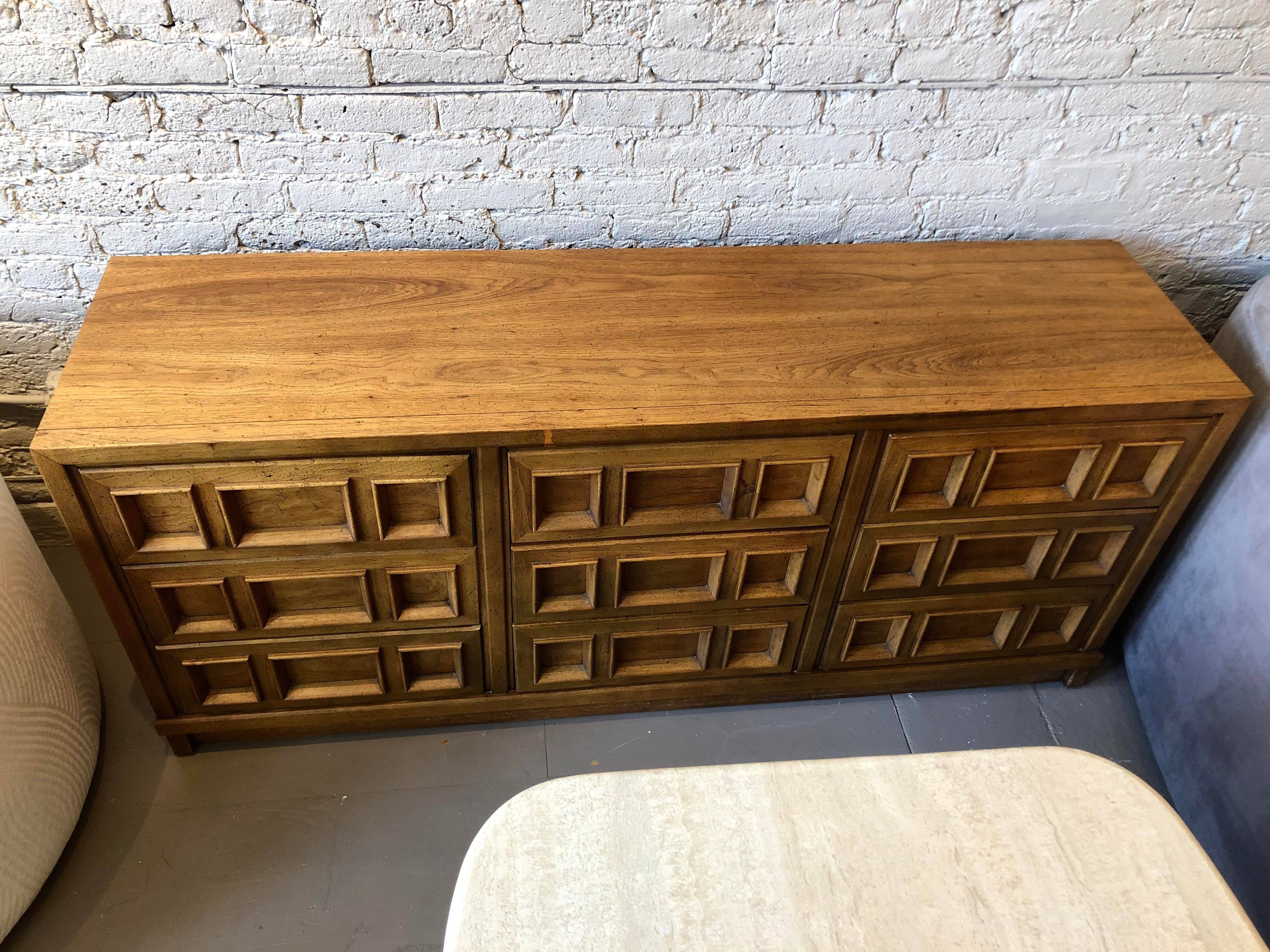 Vintage Drexel Square Drawer Credenza