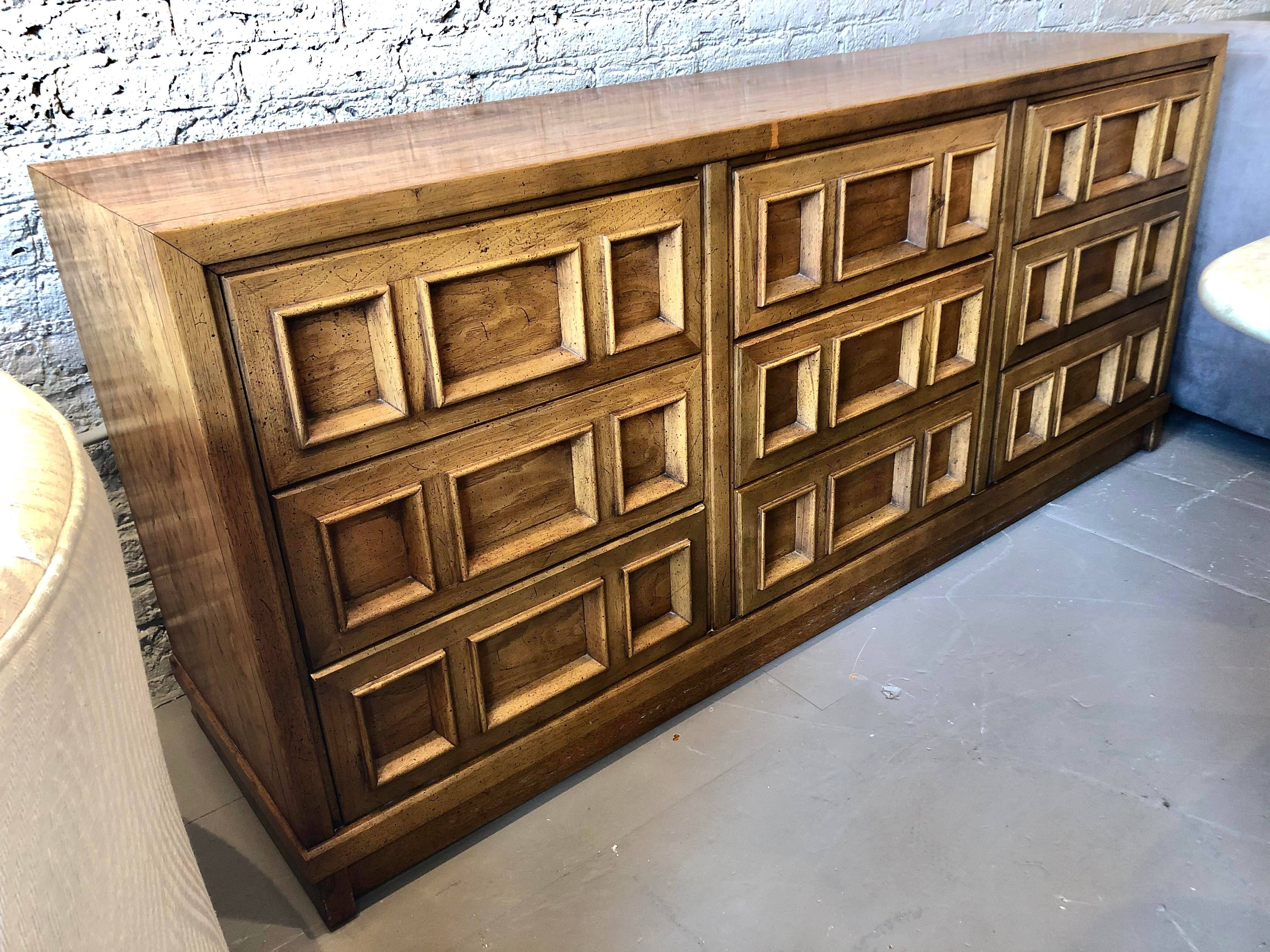 Vintage Drexel Square Drawer Credenza