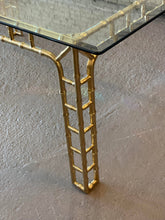 Cargar imagen en el visor de la galería, Vintage Hollywood Regency Gold Metal Faux Bamboo Dining Table
