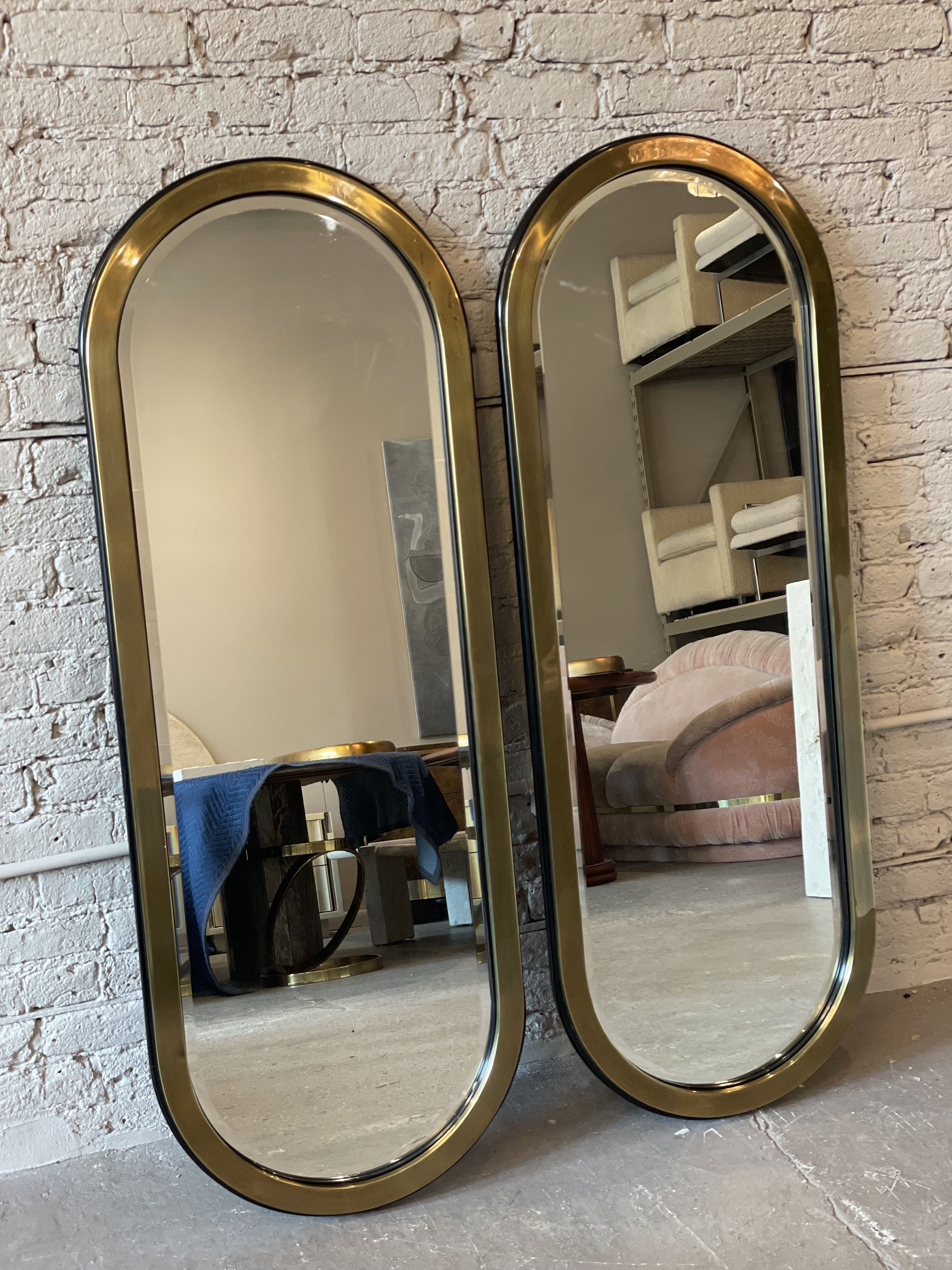 Vintage Mastercraft Brass Oval Mirror - a Pair