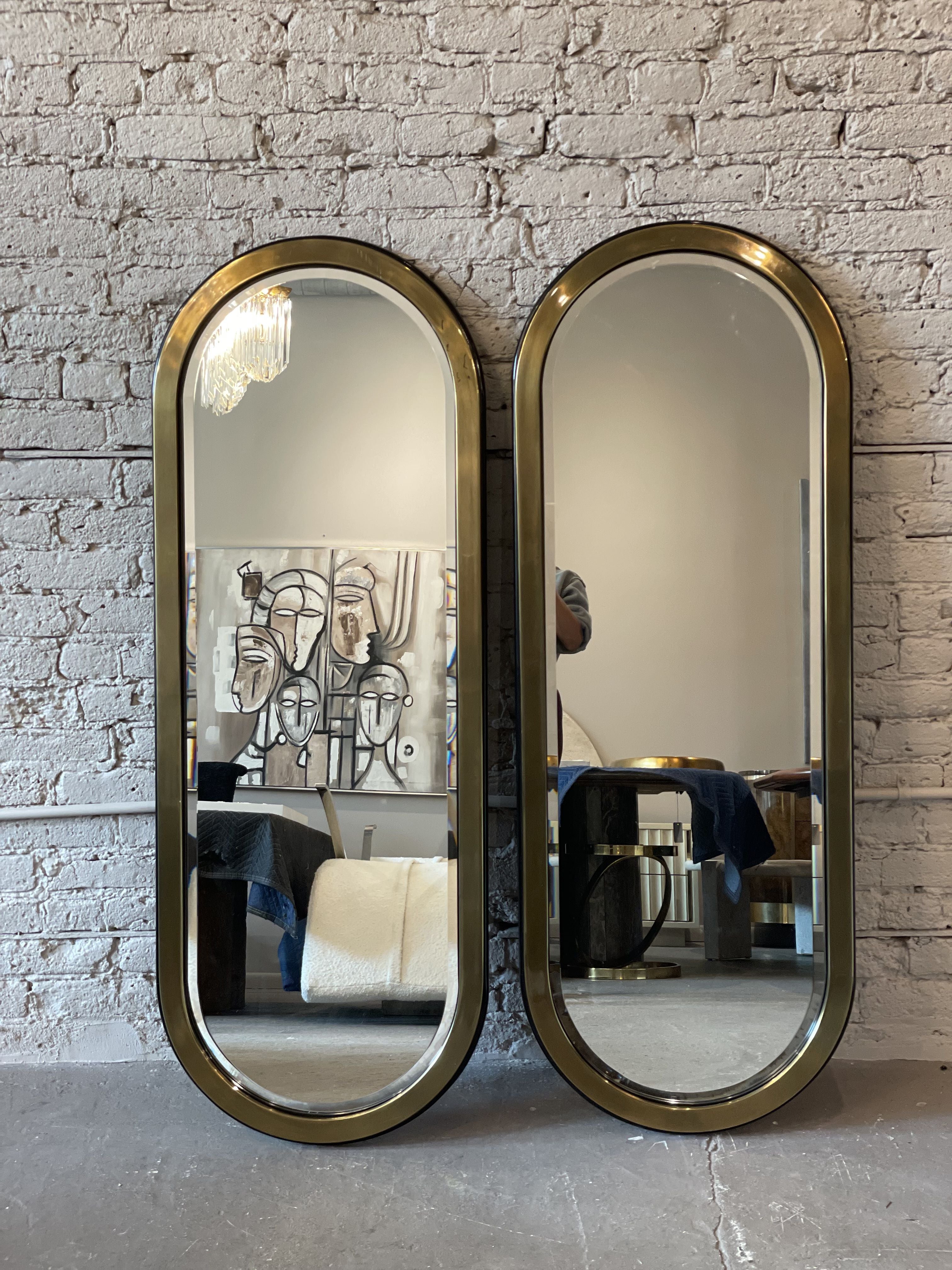 Vintage Mastercraft Brass Oval Mirror - a Pair