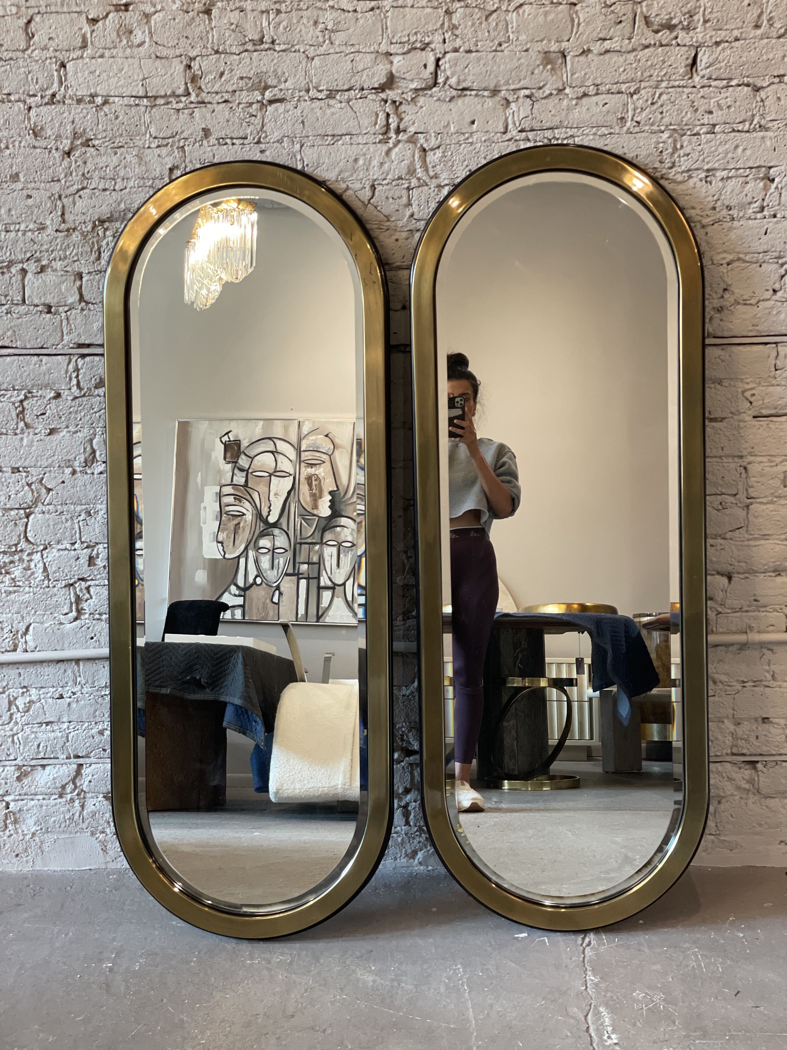 Vintage Mastercraft Brass Oval Mirror - a Pair