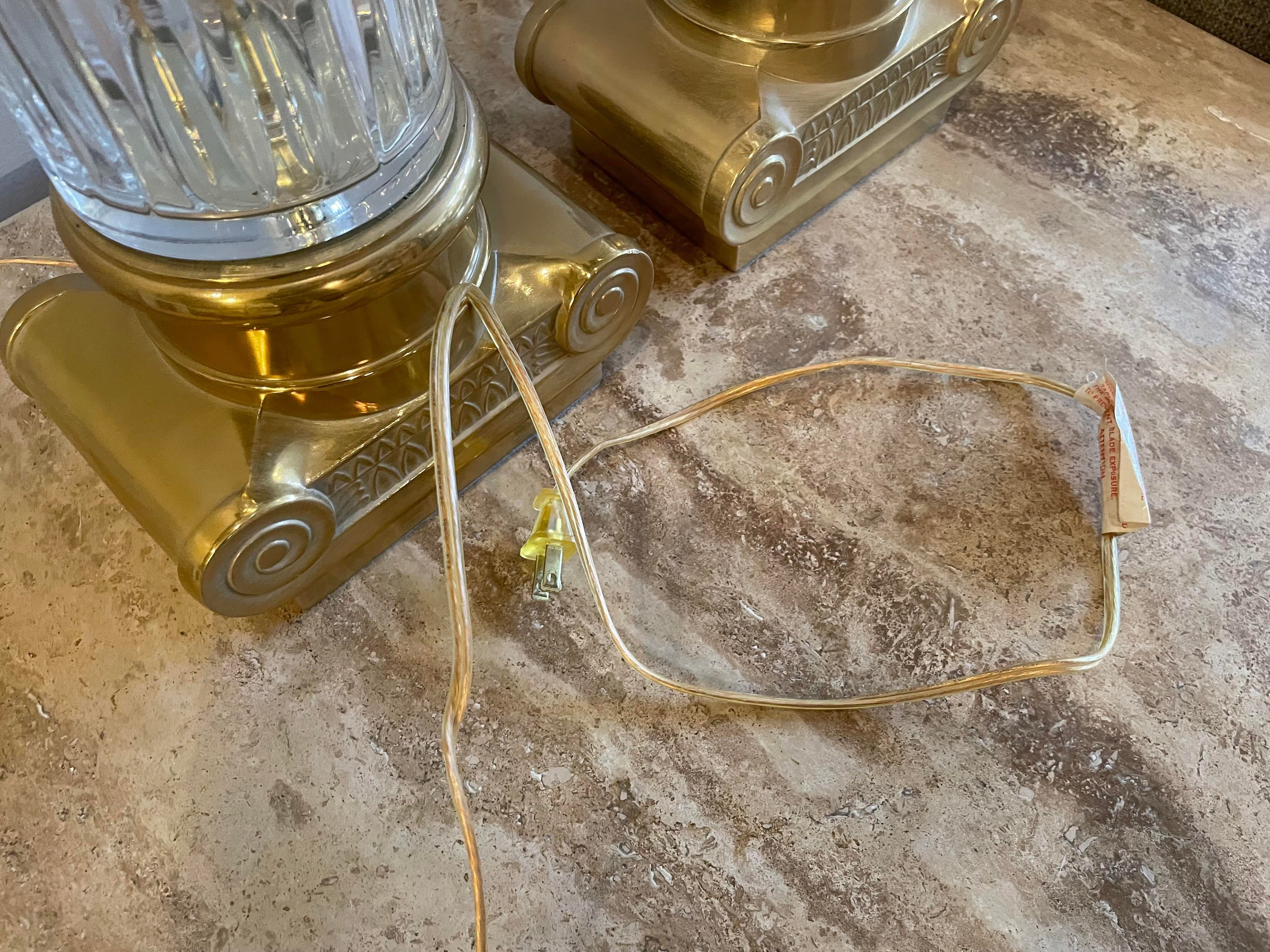 Vintage Oversized Brass and Crystal Lamps