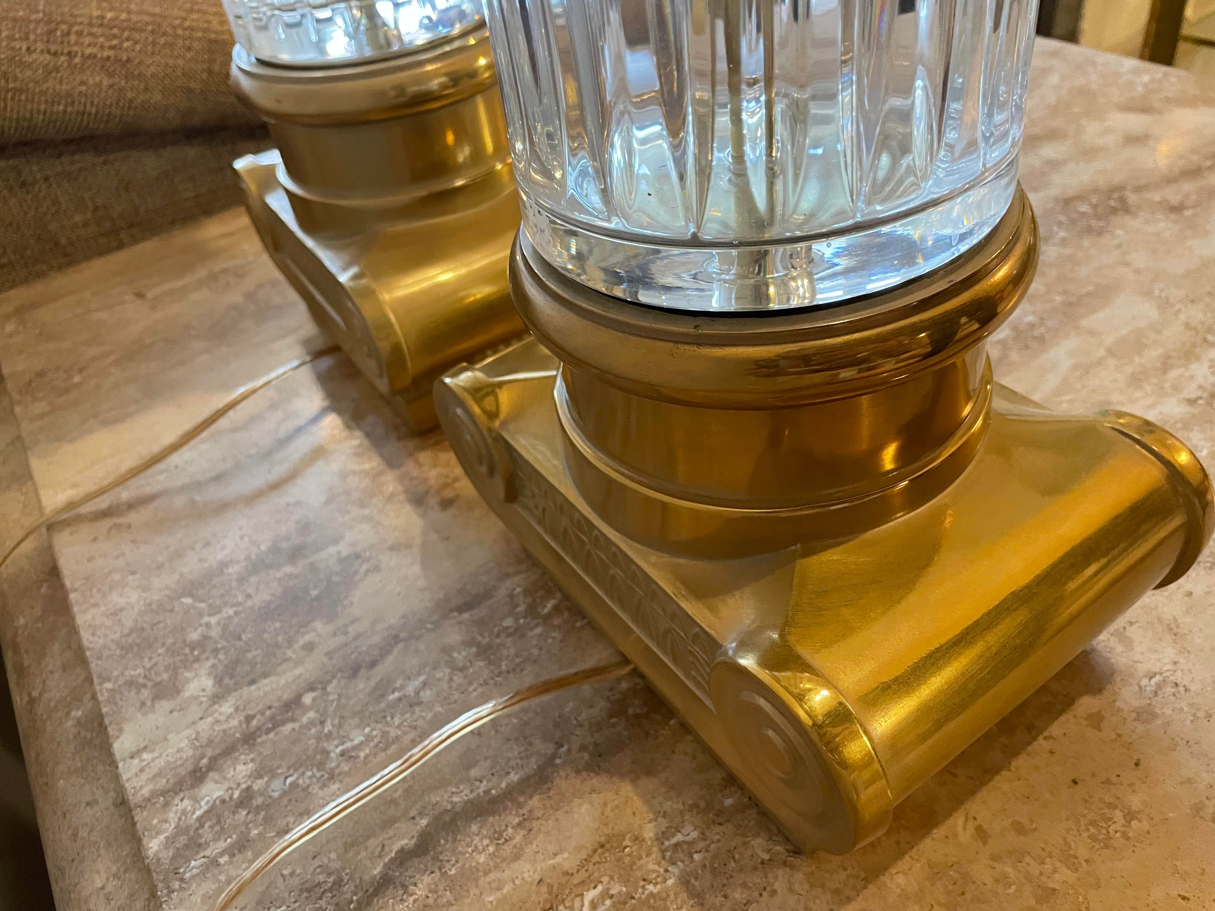 Vintage Oversized Brass and Crystal Lamps