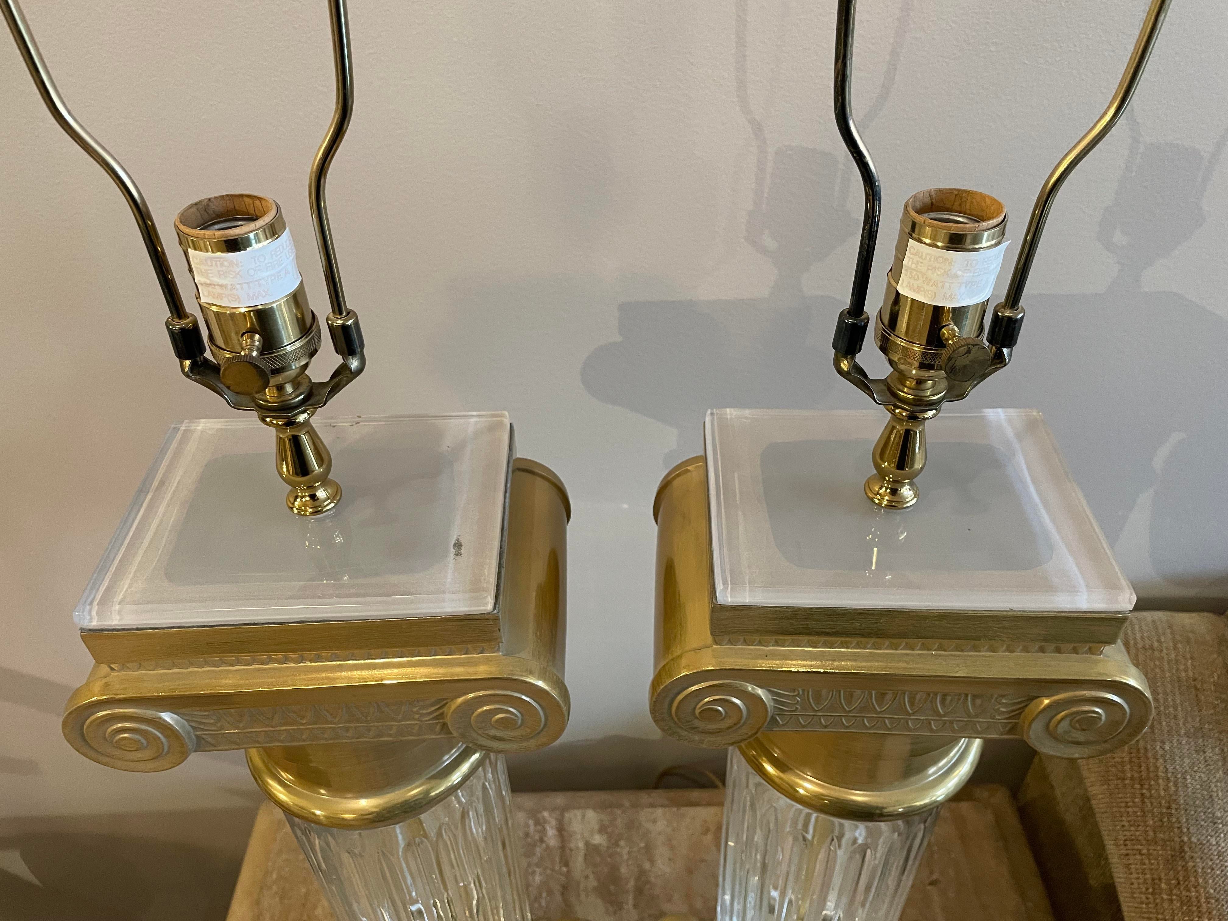 Vintage Oversized Brass and Crystal Lamps
