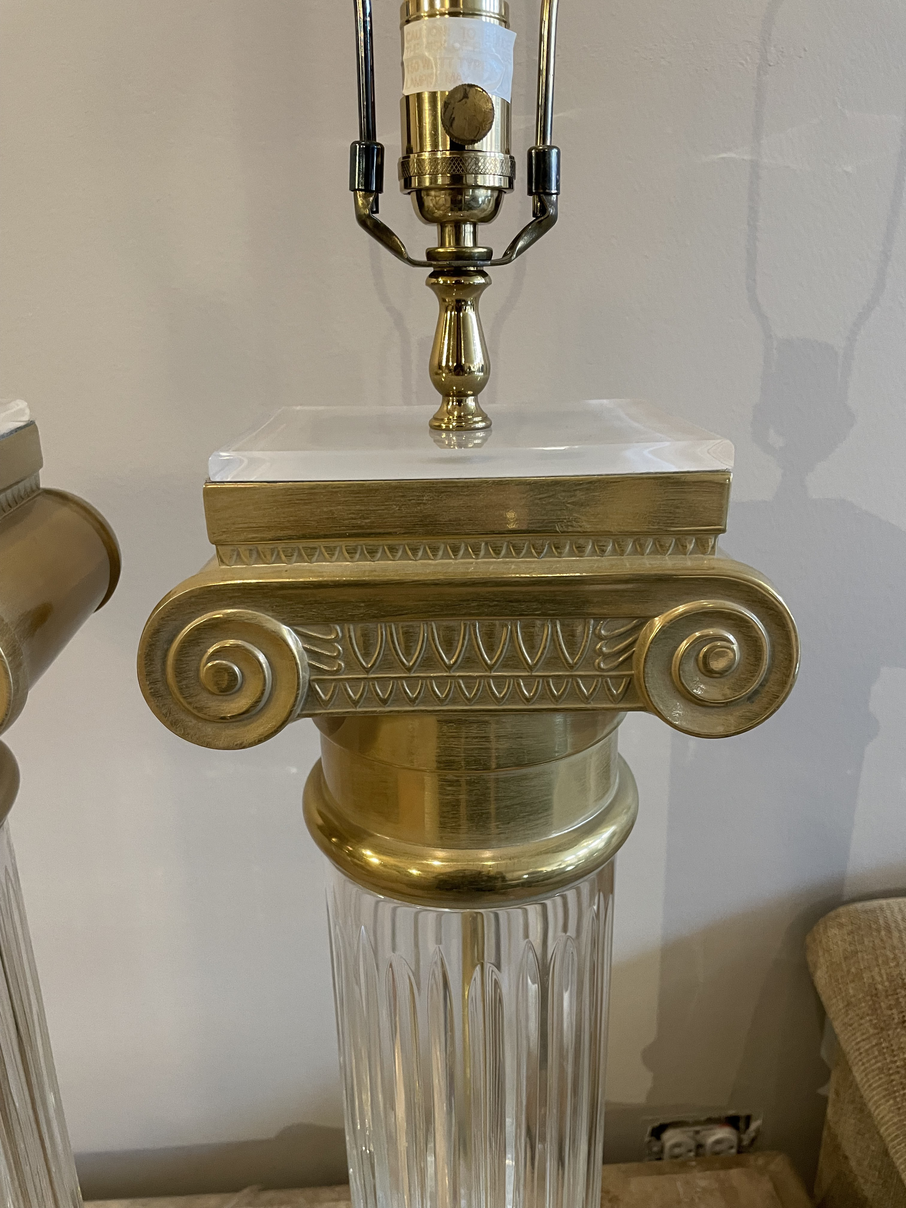 Vintage Oversized Brass and Crystal Lamps