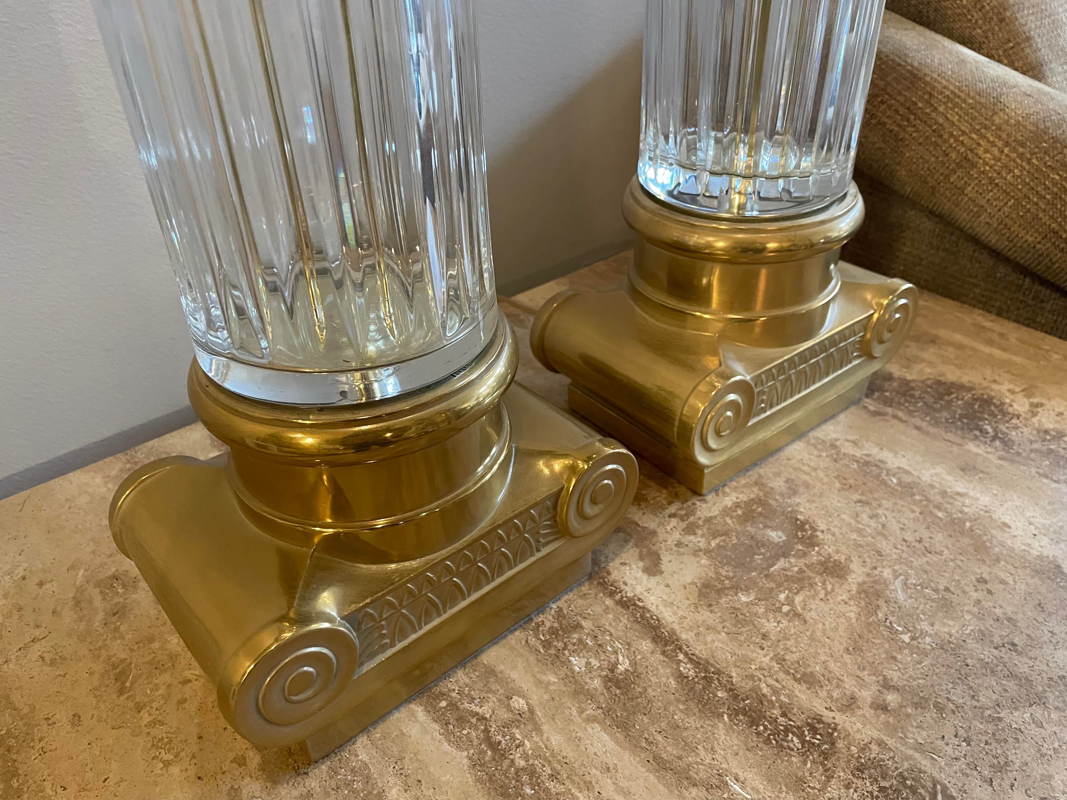 Vintage Oversized Brass and Crystal Lamps