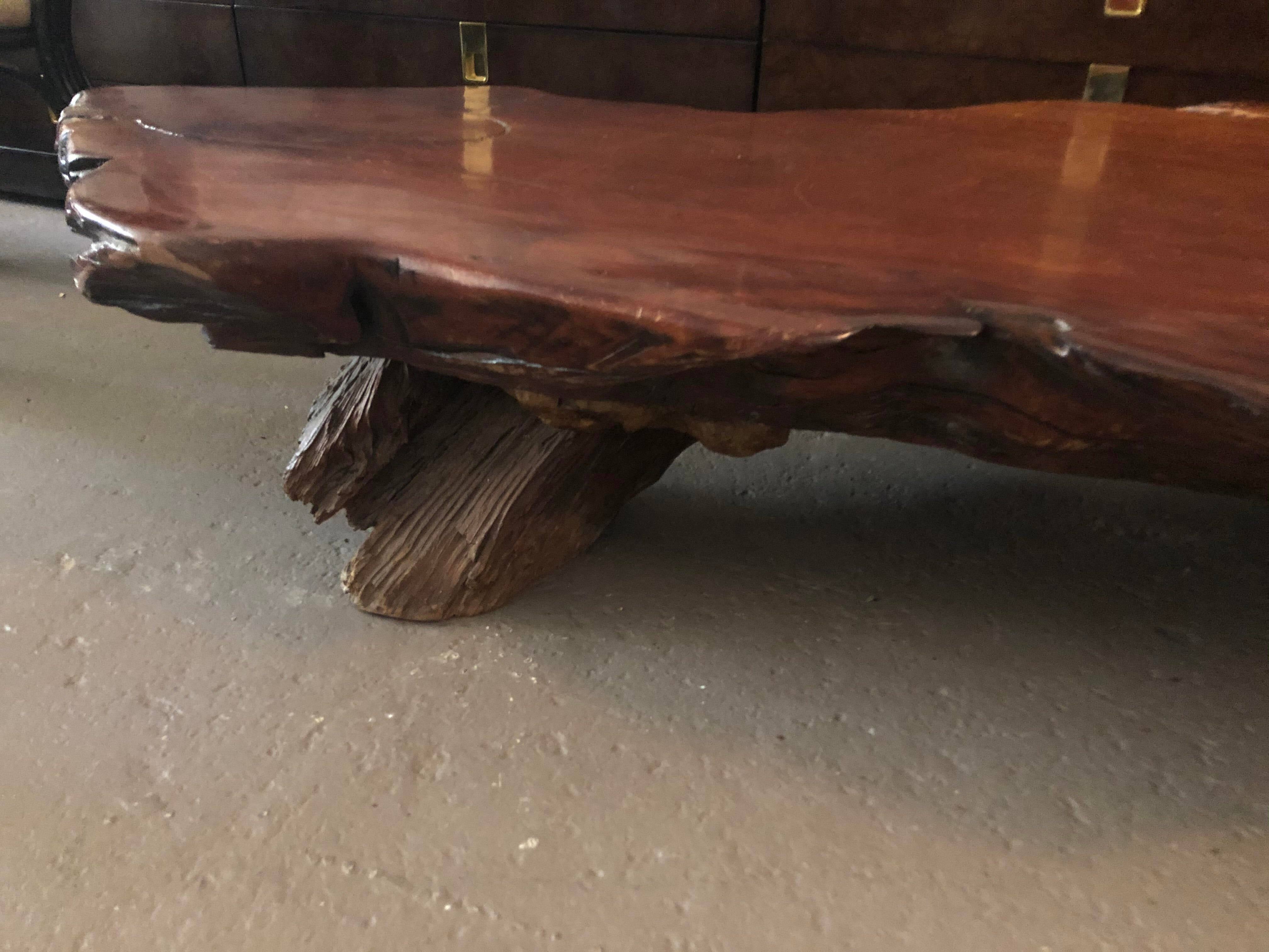 Vintage Redwood Burl Live Edge Nakashima Style Coffee Table