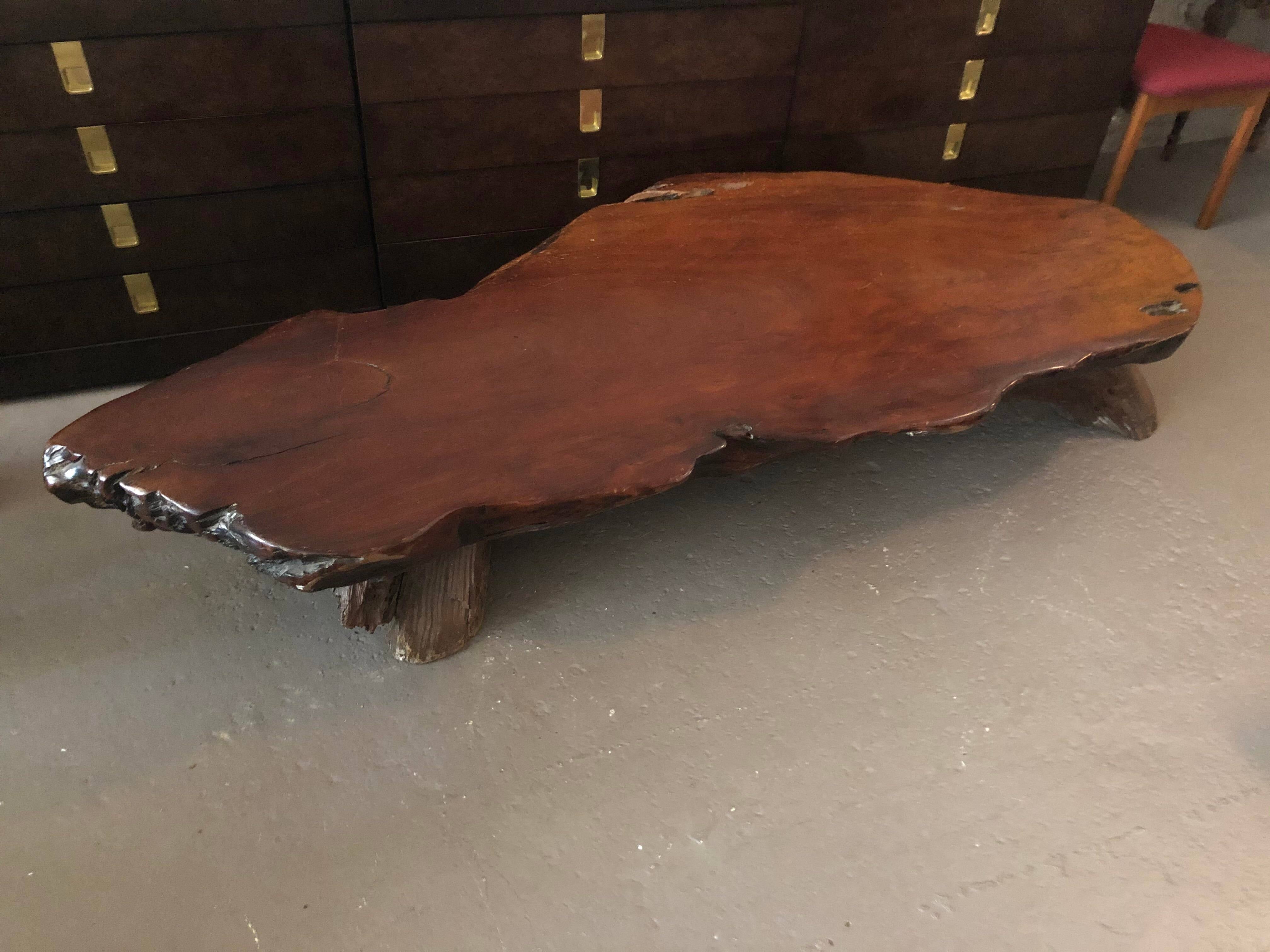 Vintage Redwood Burl Live Edge Nakashima Style Coffee Table
