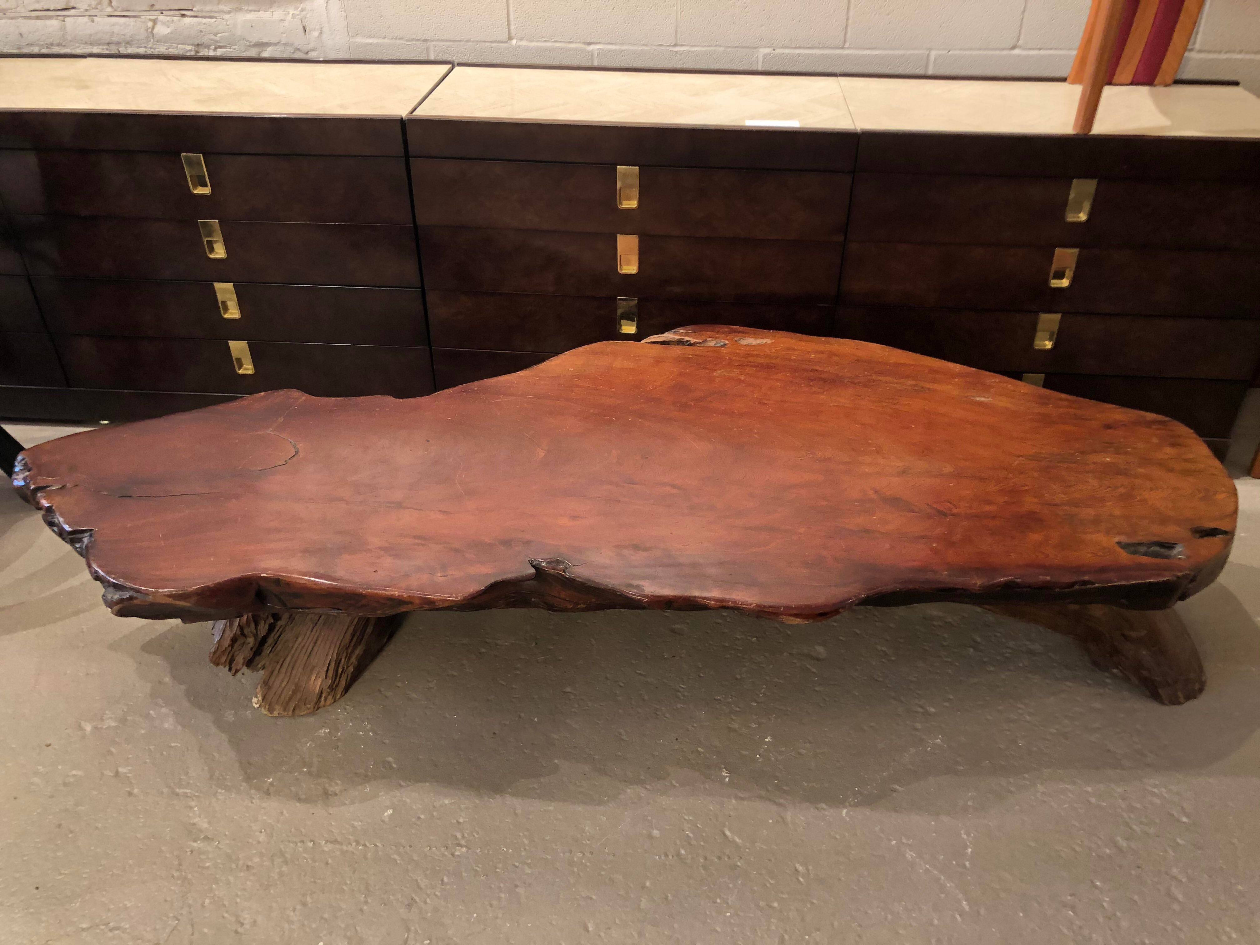 Vintage Redwood Burl Live Edge Nakashima Style Coffee Table