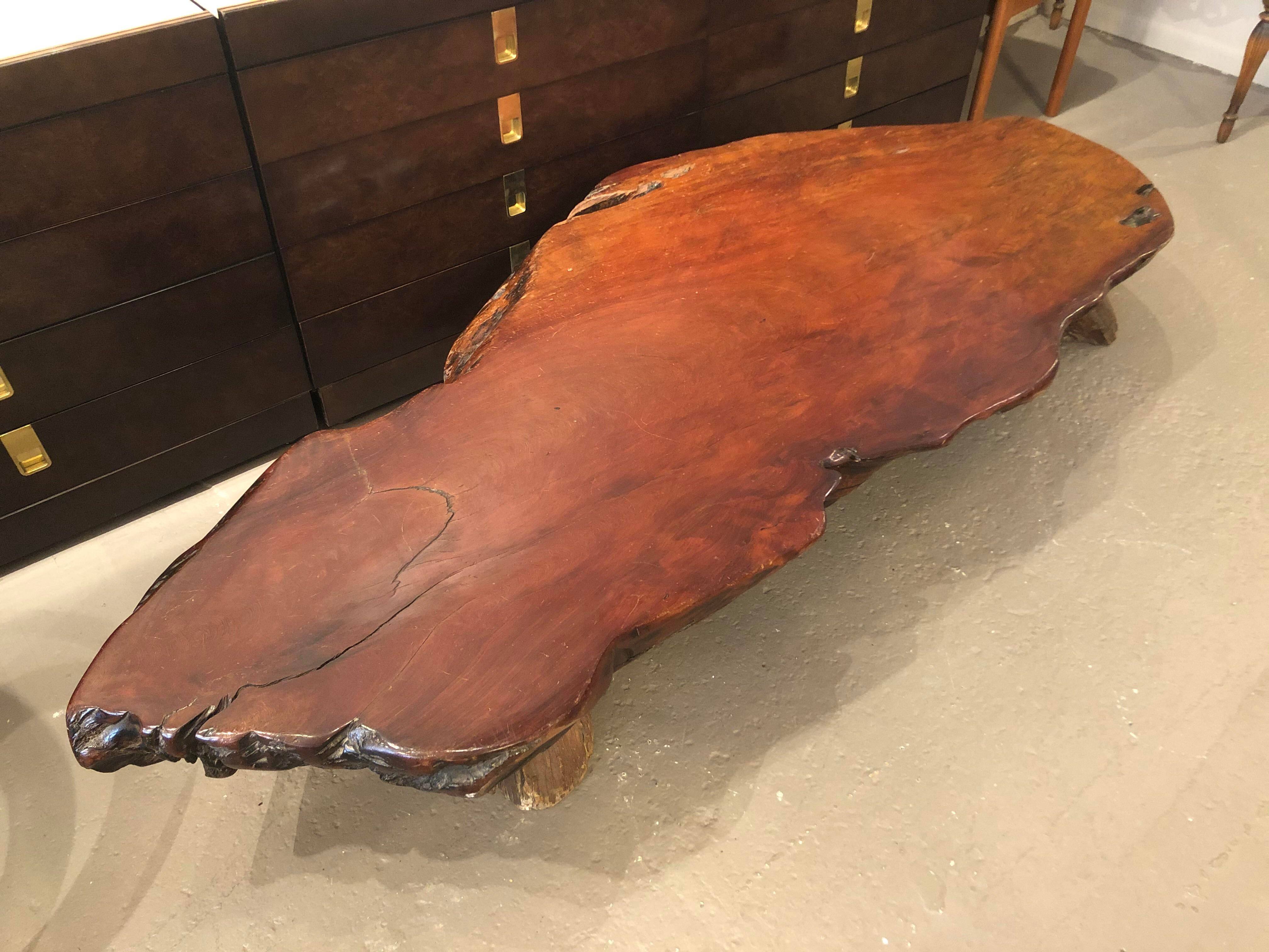 Vintage Redwood Burl Live Edge Nakashima Style Coffee Table