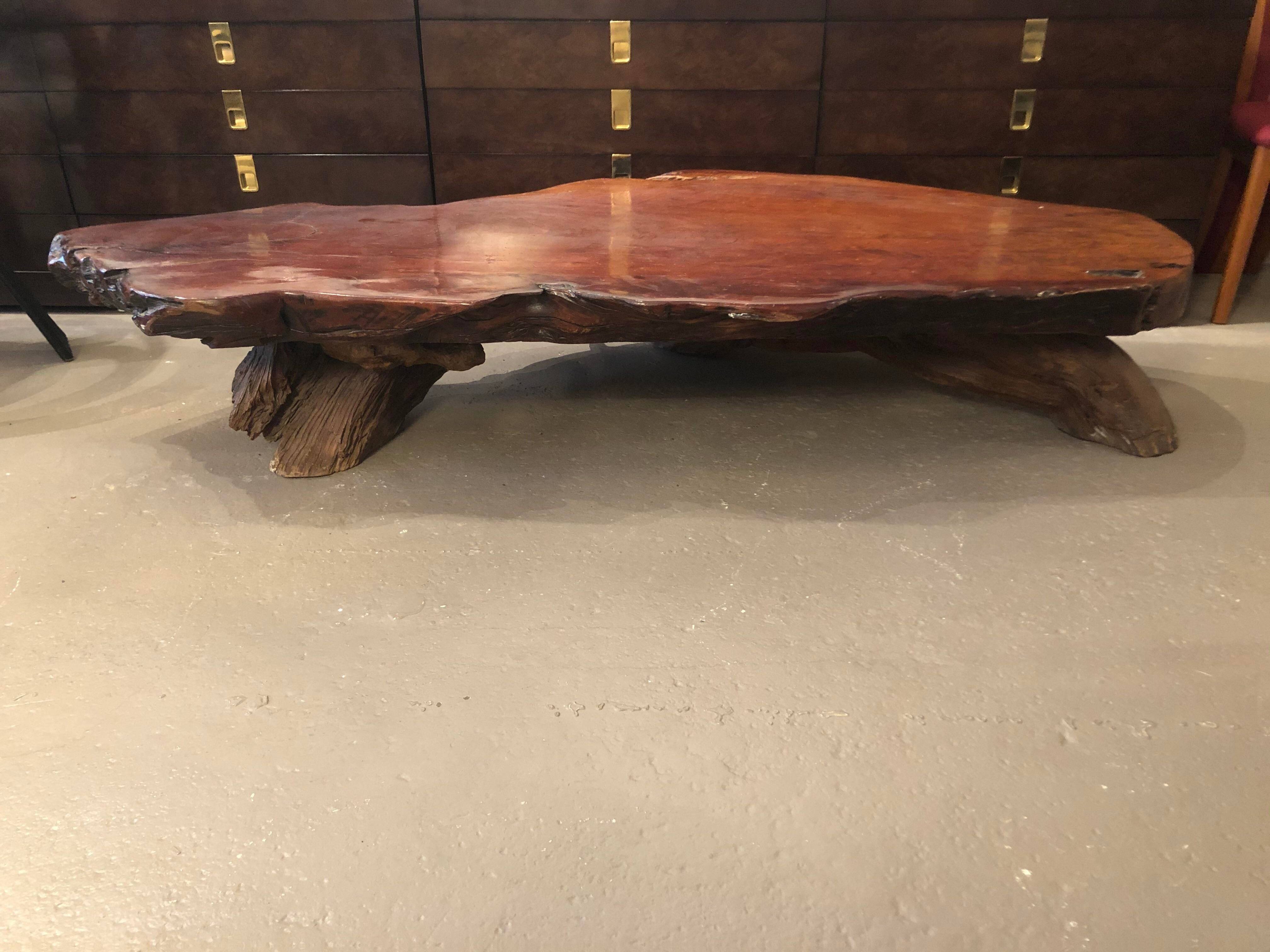 Vintage Redwood Burl Live Edge Nakashima Style Coffee Table