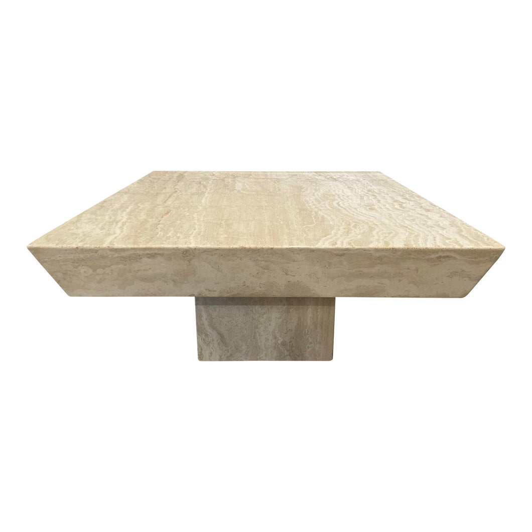 Vintage Travertine Coffee Table With Angled Edge 1980s