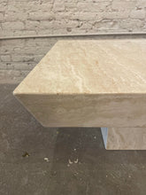 Cargar imagen en el visor de la galería, Vintage Travertine Coffee Table With Angled Edge 1980s
