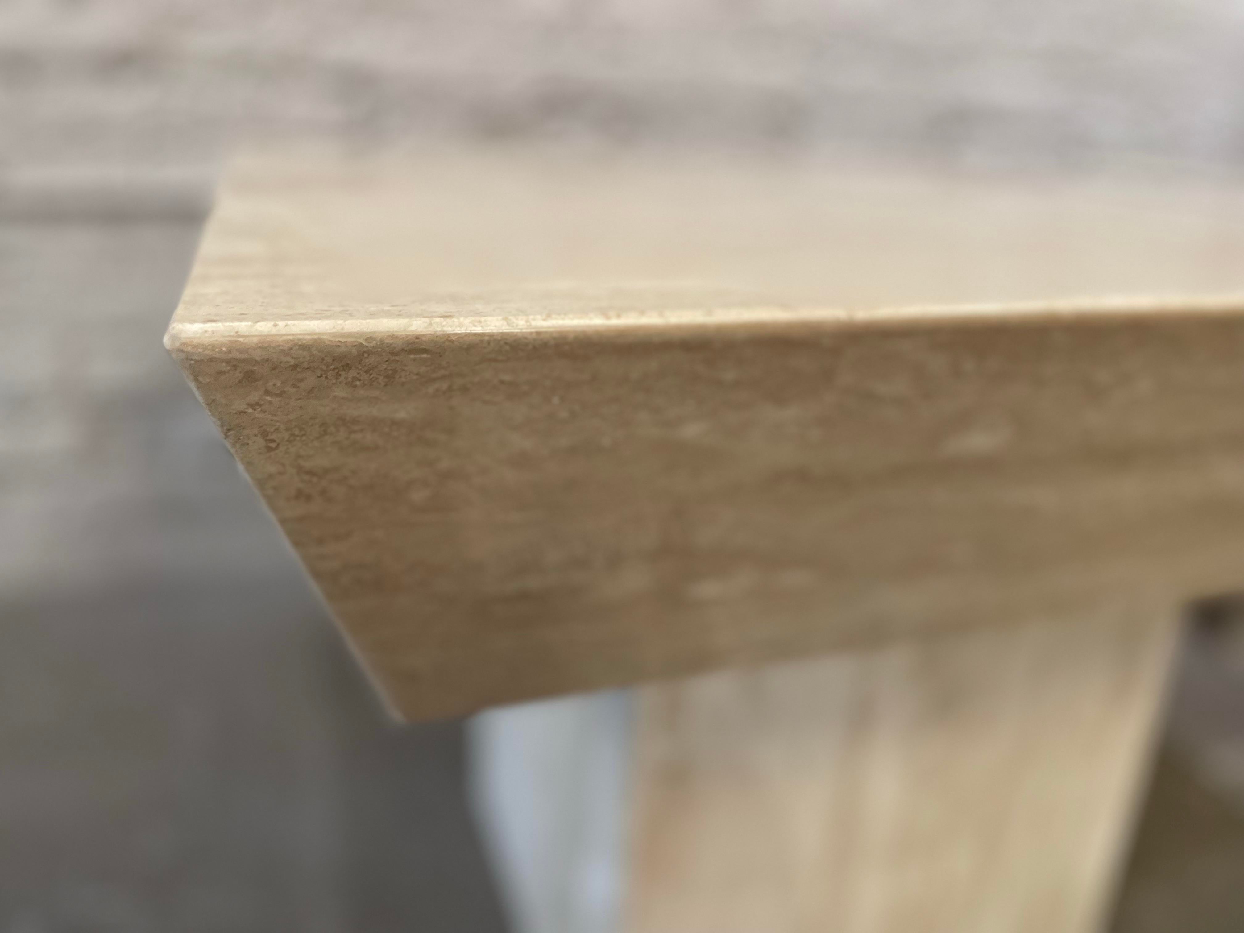 Vintage Travertine Side Tables With Angled Edge 1980s - a Pair
