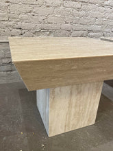 Load image into Gallery viewer, Vintage Travertine Side Tables With Angled Edge 1980s - a Pair
