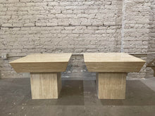 Load image into Gallery viewer, Vintage Travertine Side Tables With Angled Edge 1980s - a Pair
