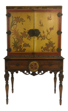 Cargar imagen en el visor de la galería, 1920’s Chinoiserie Yellow Cabinet Armoire Bar Cabinet
