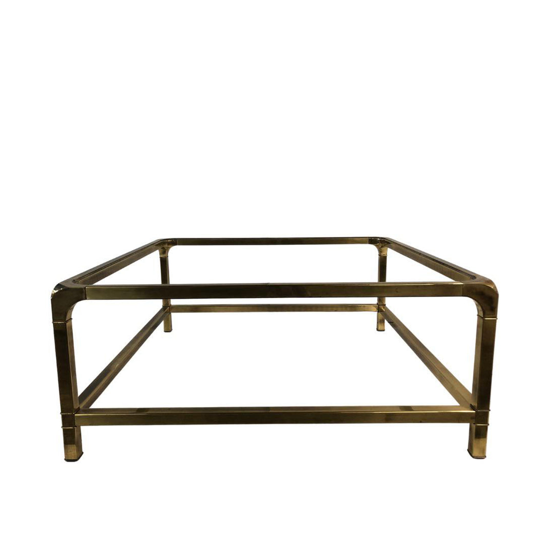 1960s Modern Mastercraft Brass Coffee Table With Glass Top