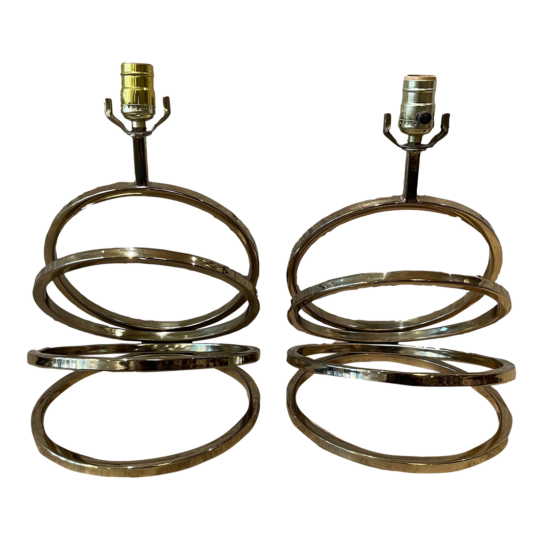 1960s Vintage Brass Spiral Lamps - a Pair