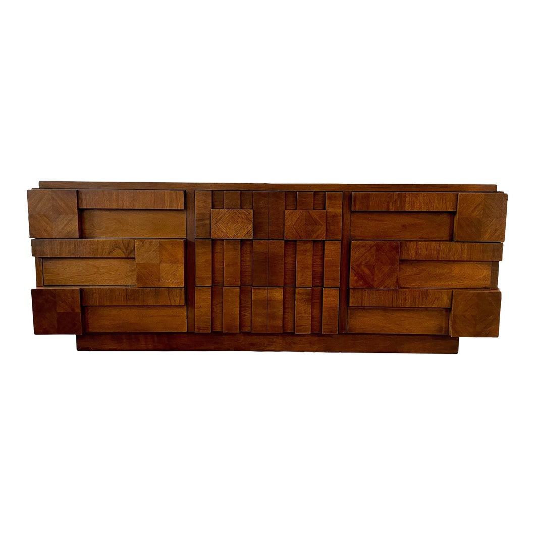 1970s Brutalist Lane Staccato Solid Wood Dresser